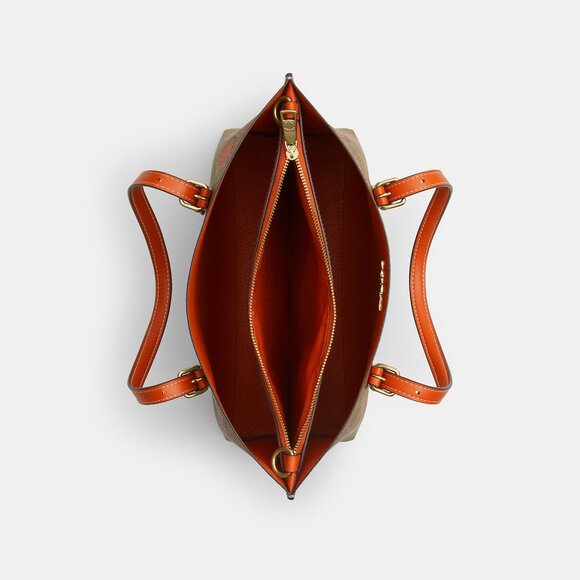 Mollie Tote Bag 25 In Signature Canvas With Orange Print - Picture 3 of 10